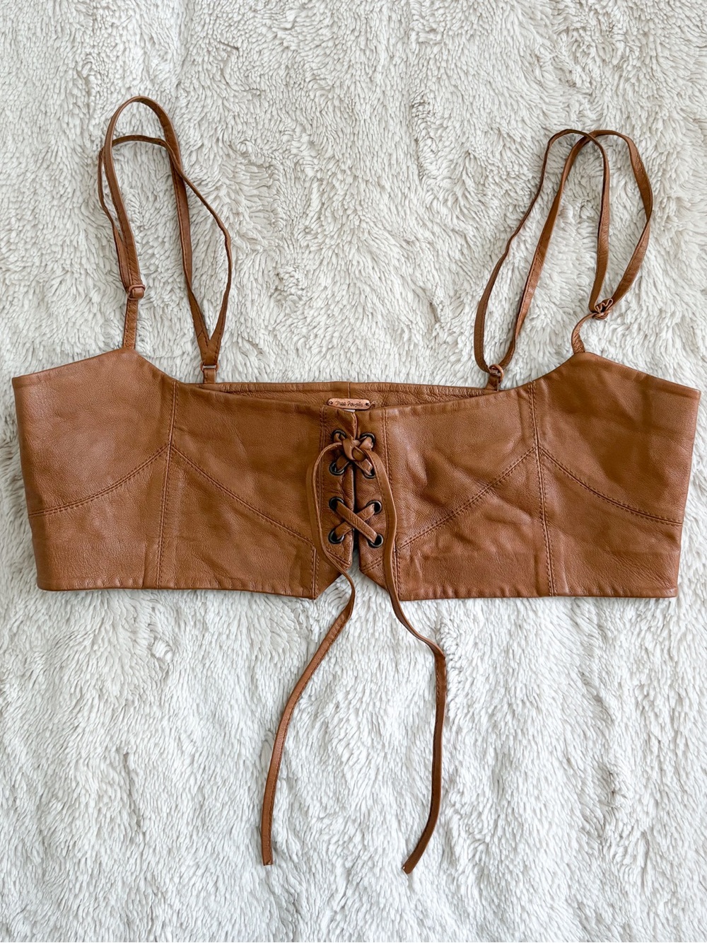 Free People Leather Corset Belt M/L Black Boho Western Festival Waist Cincher